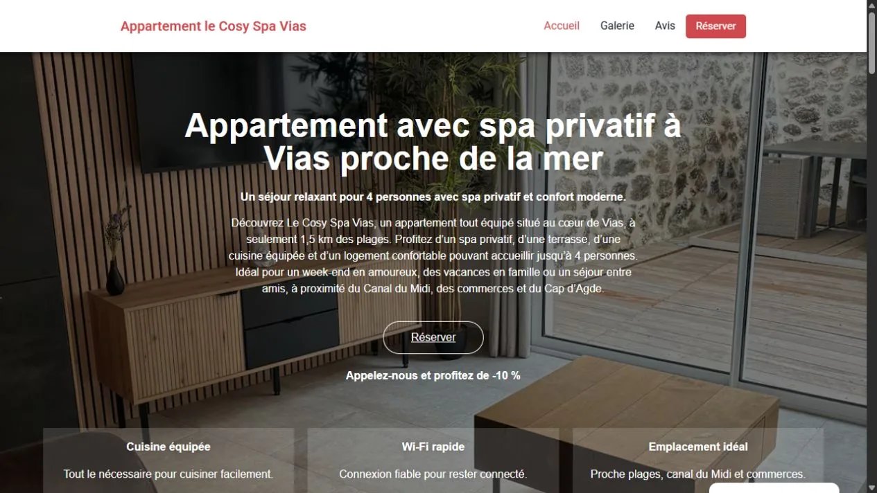 Page d’accueil de Cosy Spa Vias