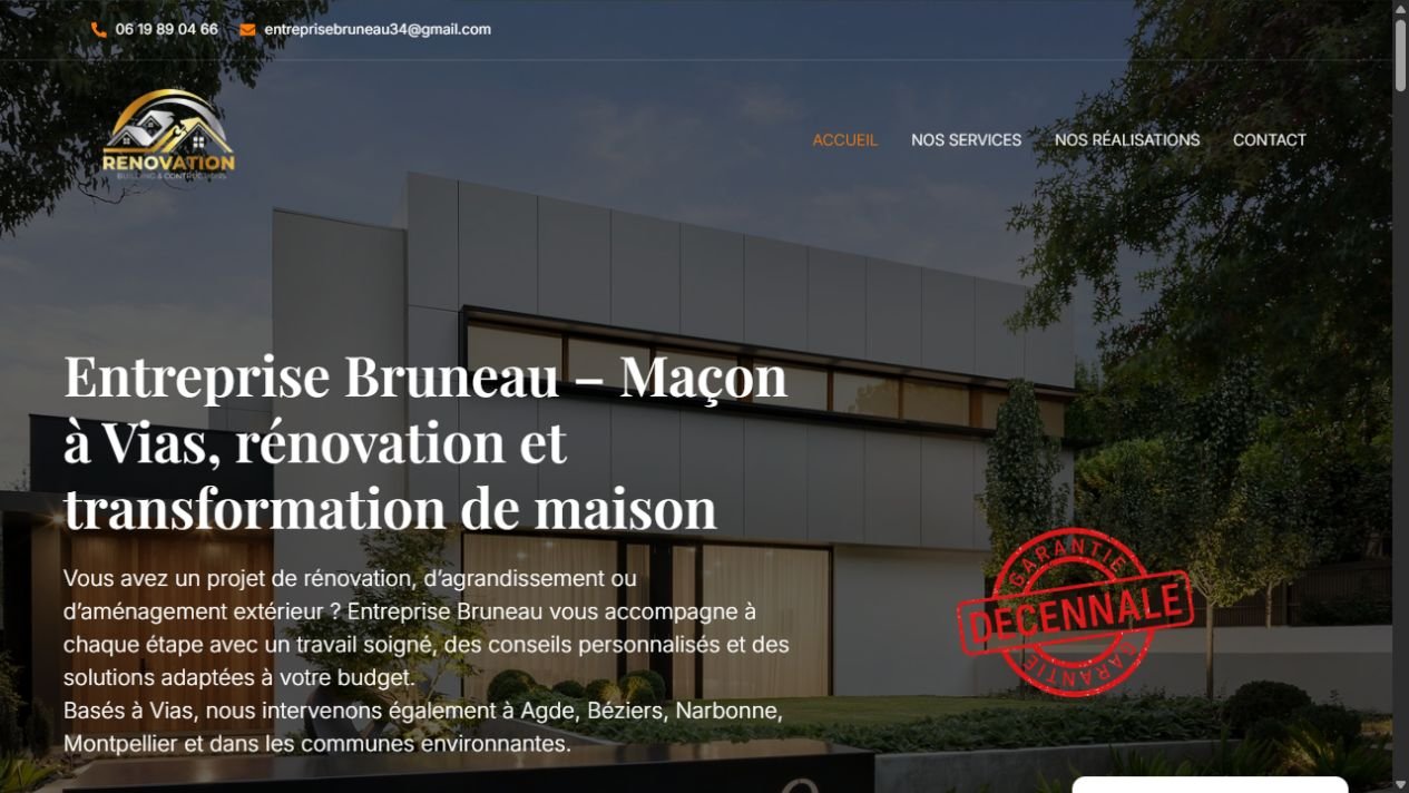 Aperçu du site Maçonnerie Bruneau réalisé par WebAgde