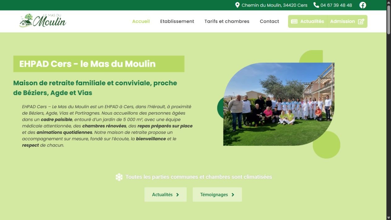 Aperçu du site Mas du Moulin réalisé par WebAgde